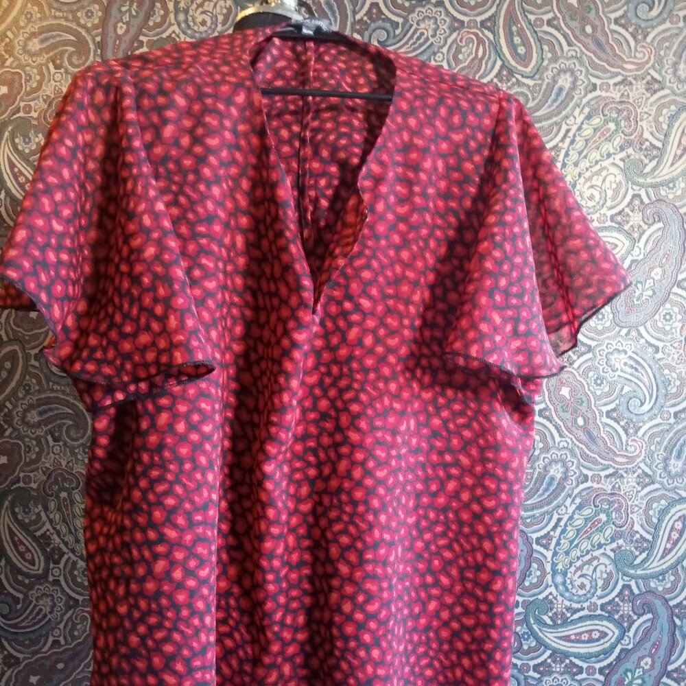Classic Editions Dark Red Floral Shirt